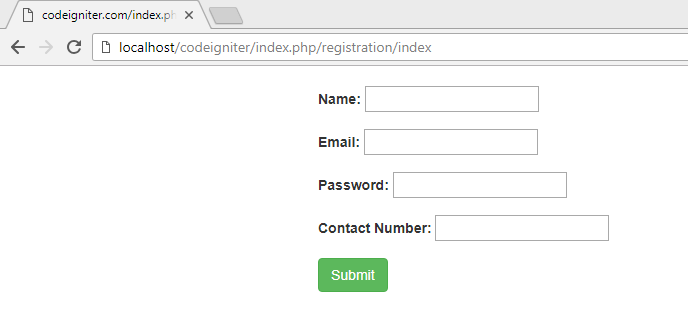codeigniter create user registration form